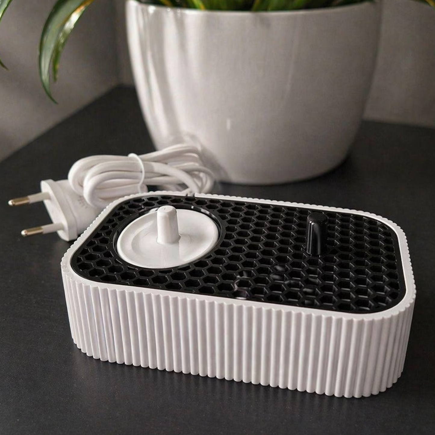 Dual Position Electric Toothbrush Storage Stand, Countertop Bathroom Organizer With Built-In Cord Storage Compartment Holder