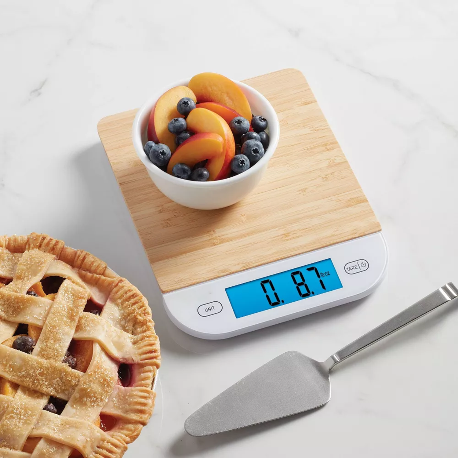 Slim Digital Kitchen Measuring Scale, Natural Flat Platform With Backlit Display And Multi-Unit Conversion Function