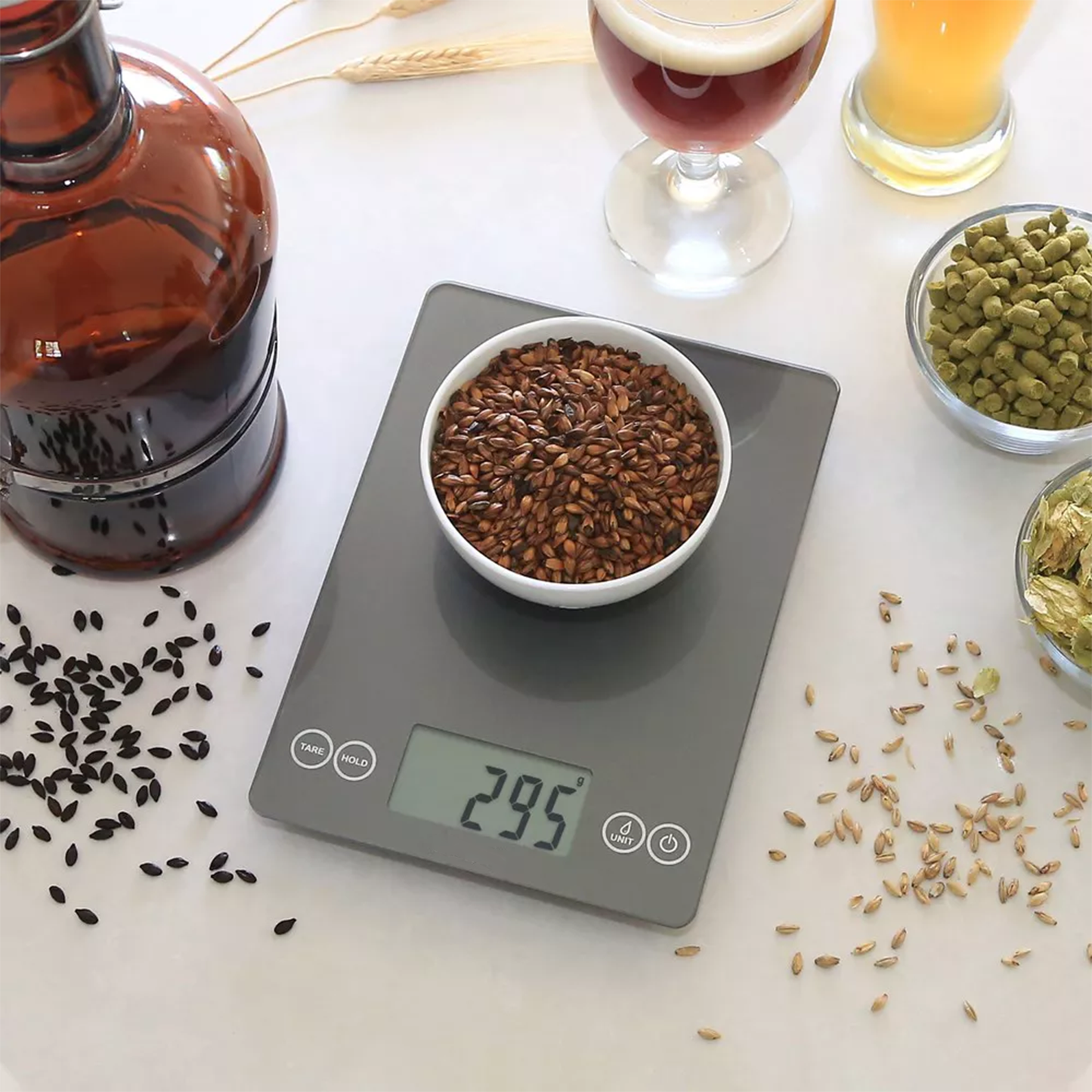Sleek Flat Touch Control Digital Weighing Scale, Large Readout Display For Dry And Liquid Ingredient Measurement
