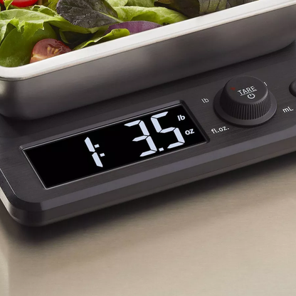 High Capacity Digital Food Scale With Matching Storage Tray, Rotating Control Knob And Backlit Wide Display