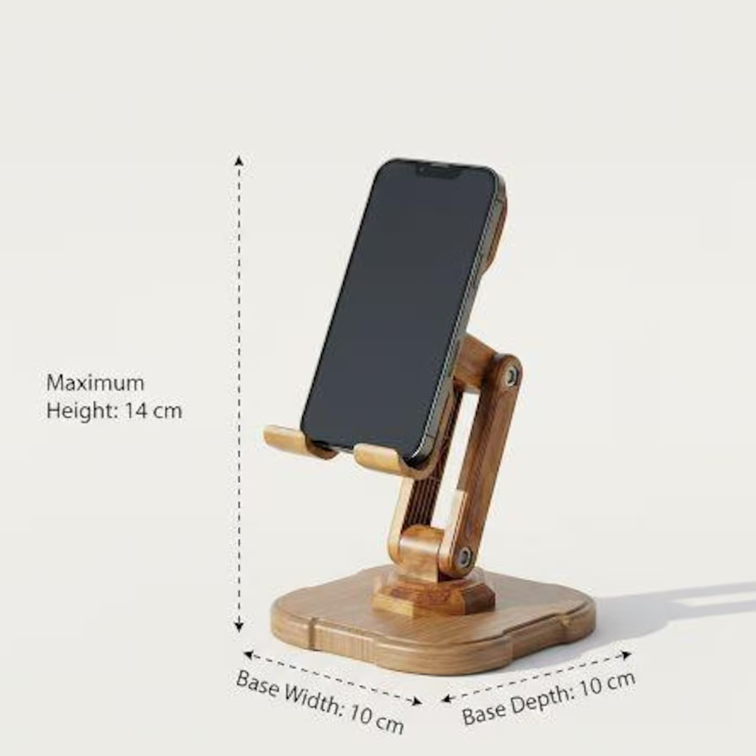 Multi-Angle Foldable Device Support Stand, Vintage Wood Textured Adjustable Desktop Holder For Smartphones