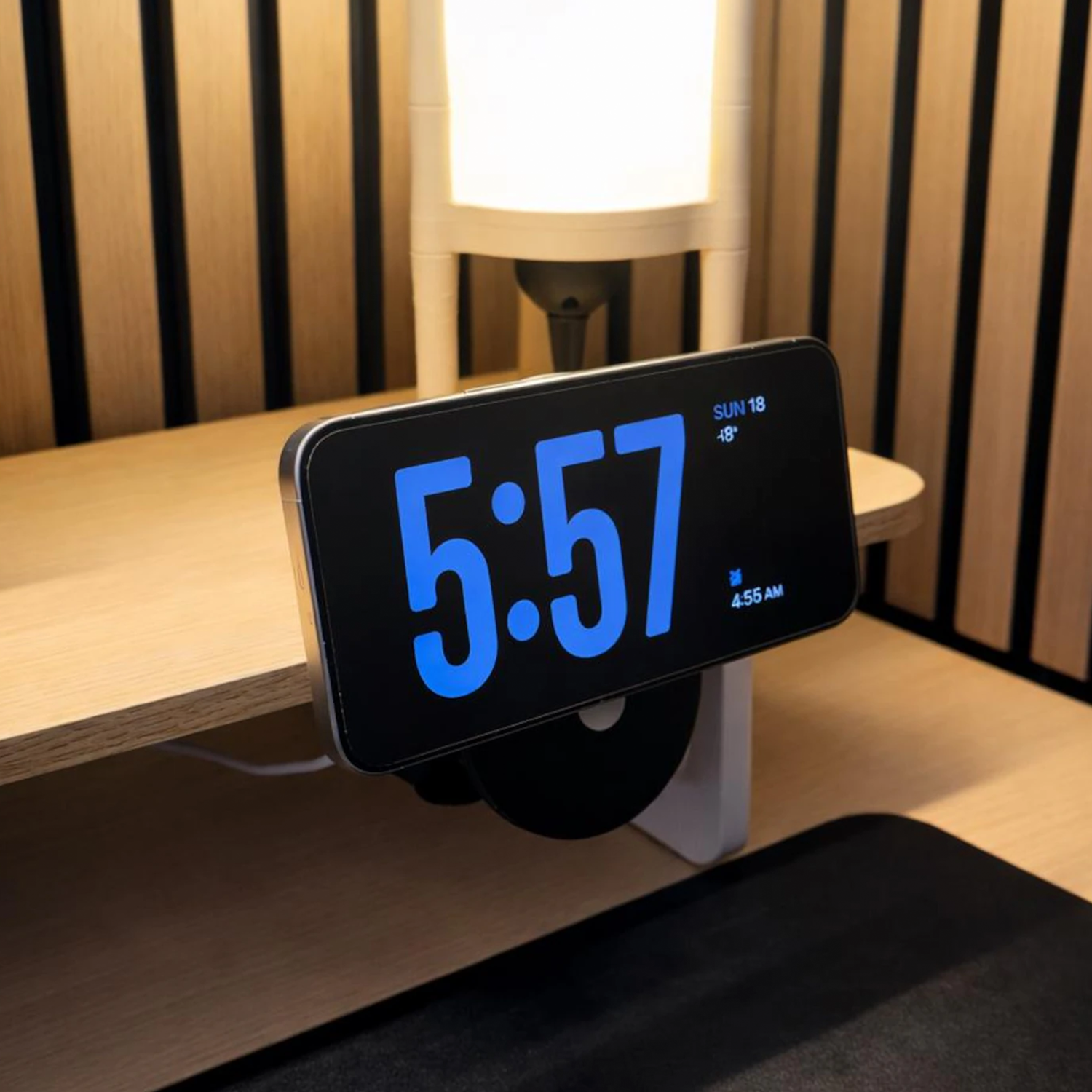 Clamp-On Magnetic Charging Bracket, 360 Degree Rotatable Device Mount For Desktop Shelves And Workstations Holder