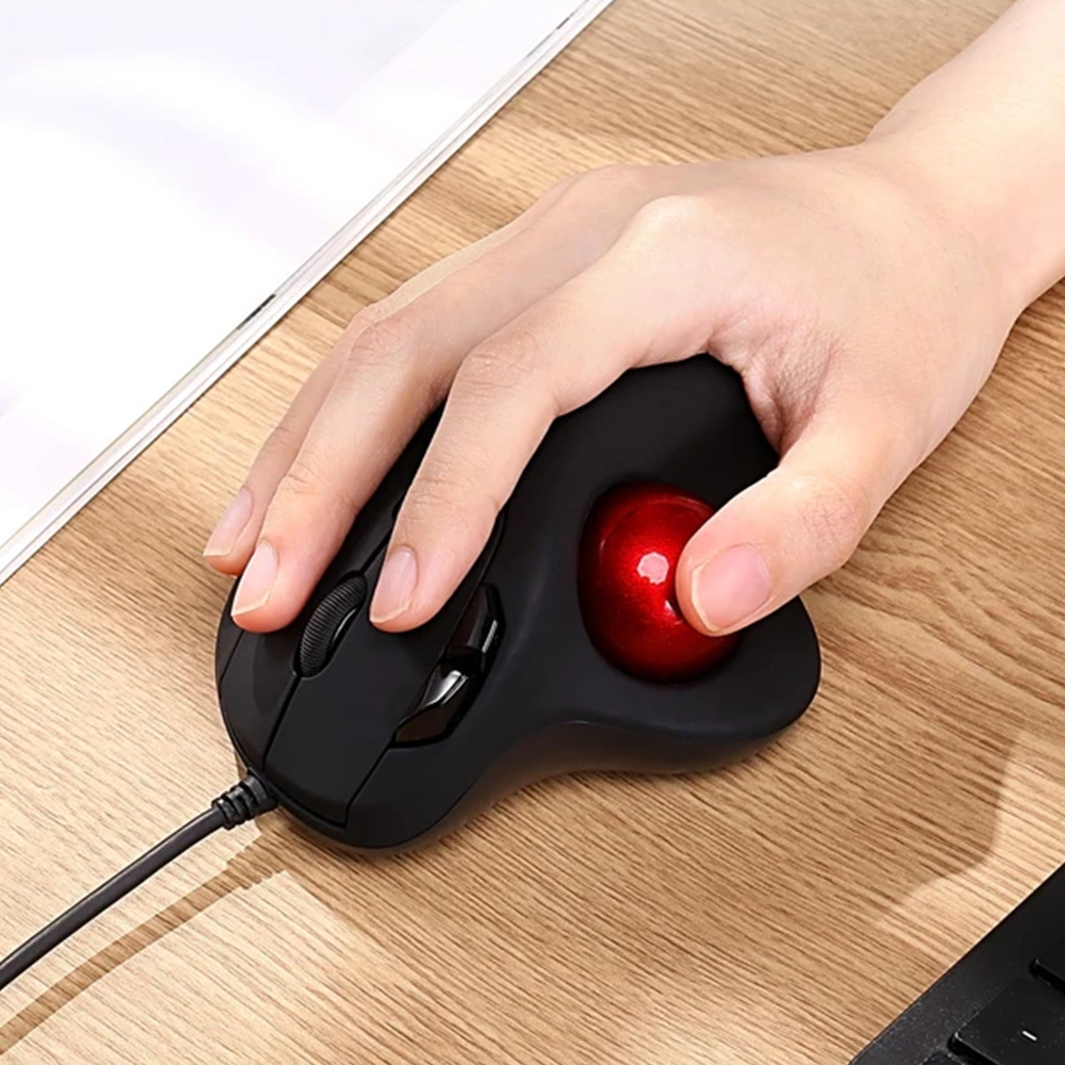 Wired Ergonomic Trackball Pointer, Thumb Operated Cursor Controller With Dual Type-A And Type-C Connector