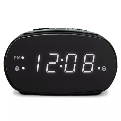 Dual Set Led Digital Table Alarm Clock, Independent Wake Timers With Large Snooze Control And Settings Backup Function