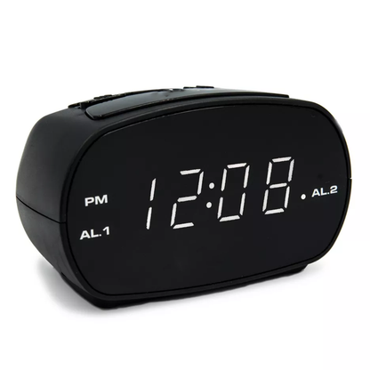 Dual Set Led Digital Table Alarm Clock, Independent Wake Timers With Large Snooze Control And Settings Backup Function