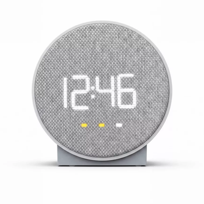 Circular Fabric Front Led Alarm Clock, Nightstand Digital Timer With Dual Alarm Setup, Usb Charging Port And Multi-Level Display Dimming