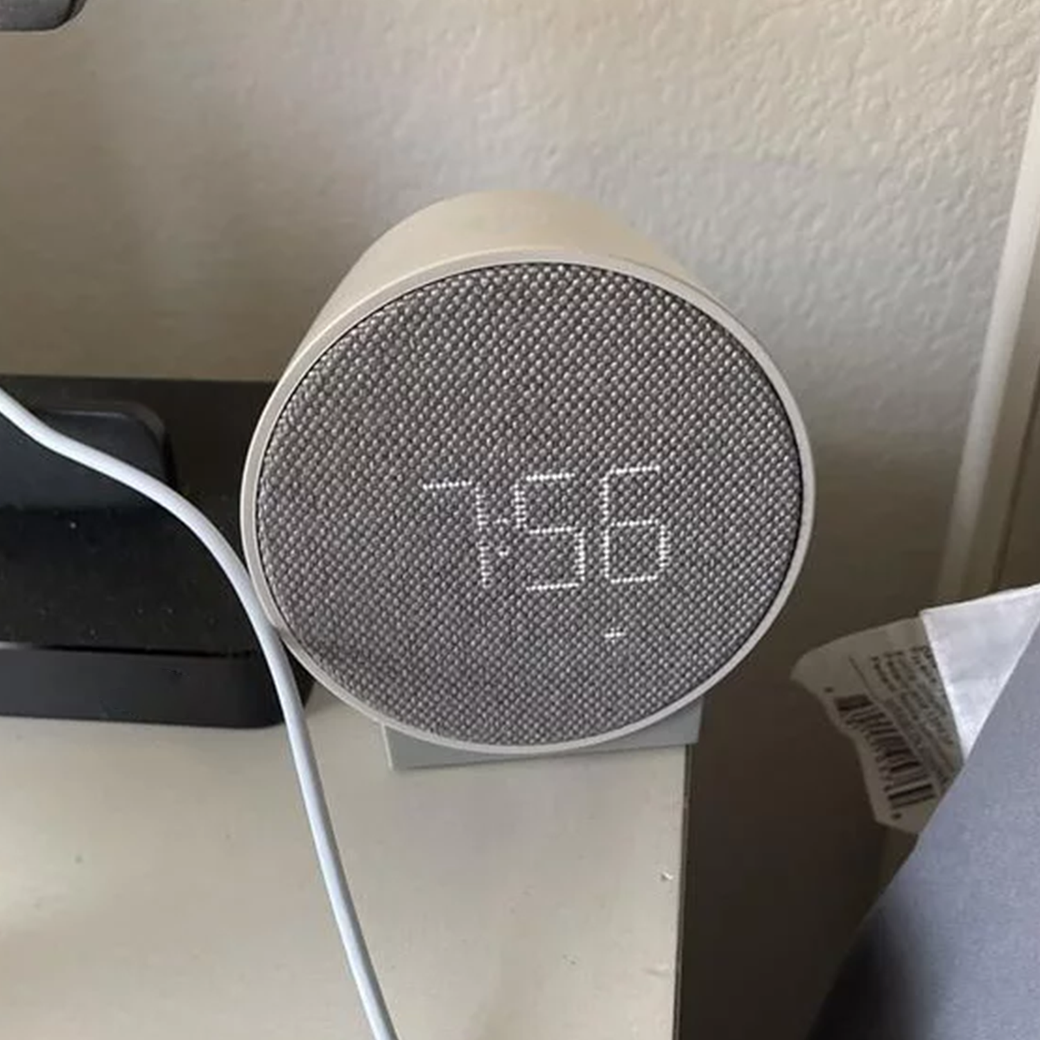 Circular Fabric Front Led Alarm Clock, Nightstand Digital Timer With Dual Alarm Setup, Usb Charging Port And Multi-Level Display Dimming