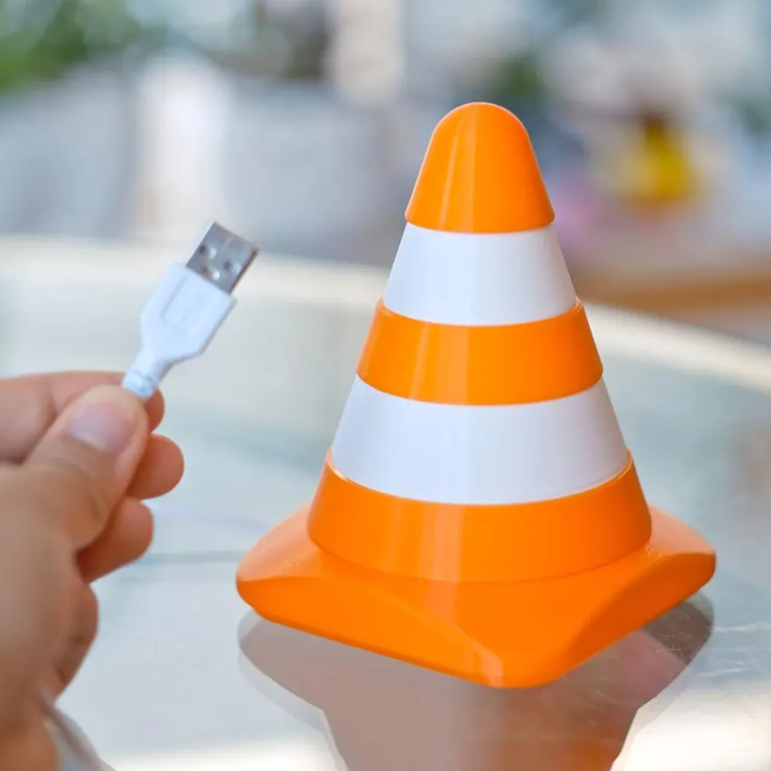 Mini Traffic Pylon Usb Led Lamp, Creative Conical Shape Ambient Lighting For Desks And Interior Ornament