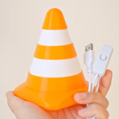 Mini Traffic Pylon Usb Led Lamp, Creative Conical Shape Ambient Lighting For Desks And Interior Ornament