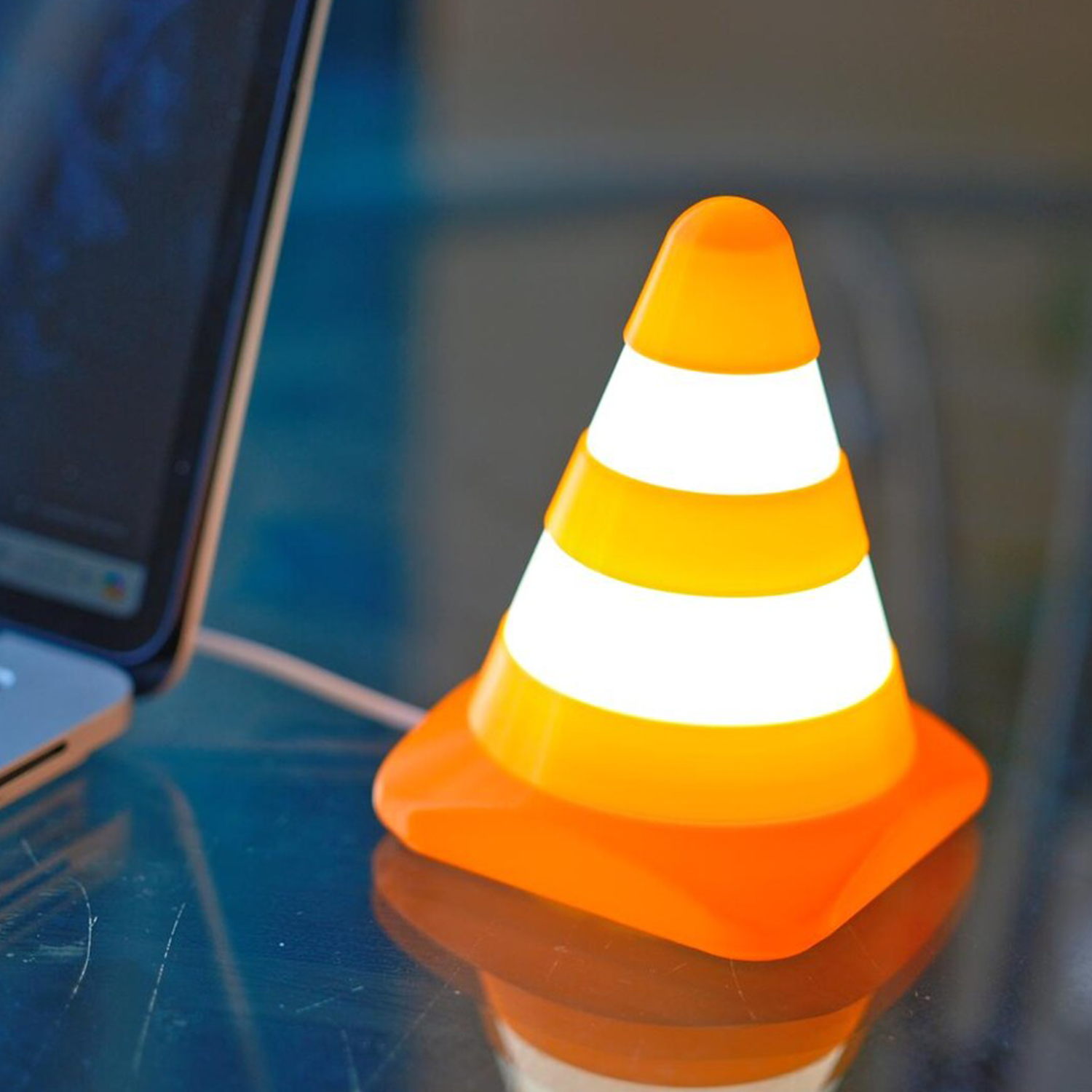 Mini Traffic Pylon Usb Led Lamp, Creative Conical Shape Ambient Lighting For Desks And Interior Ornament