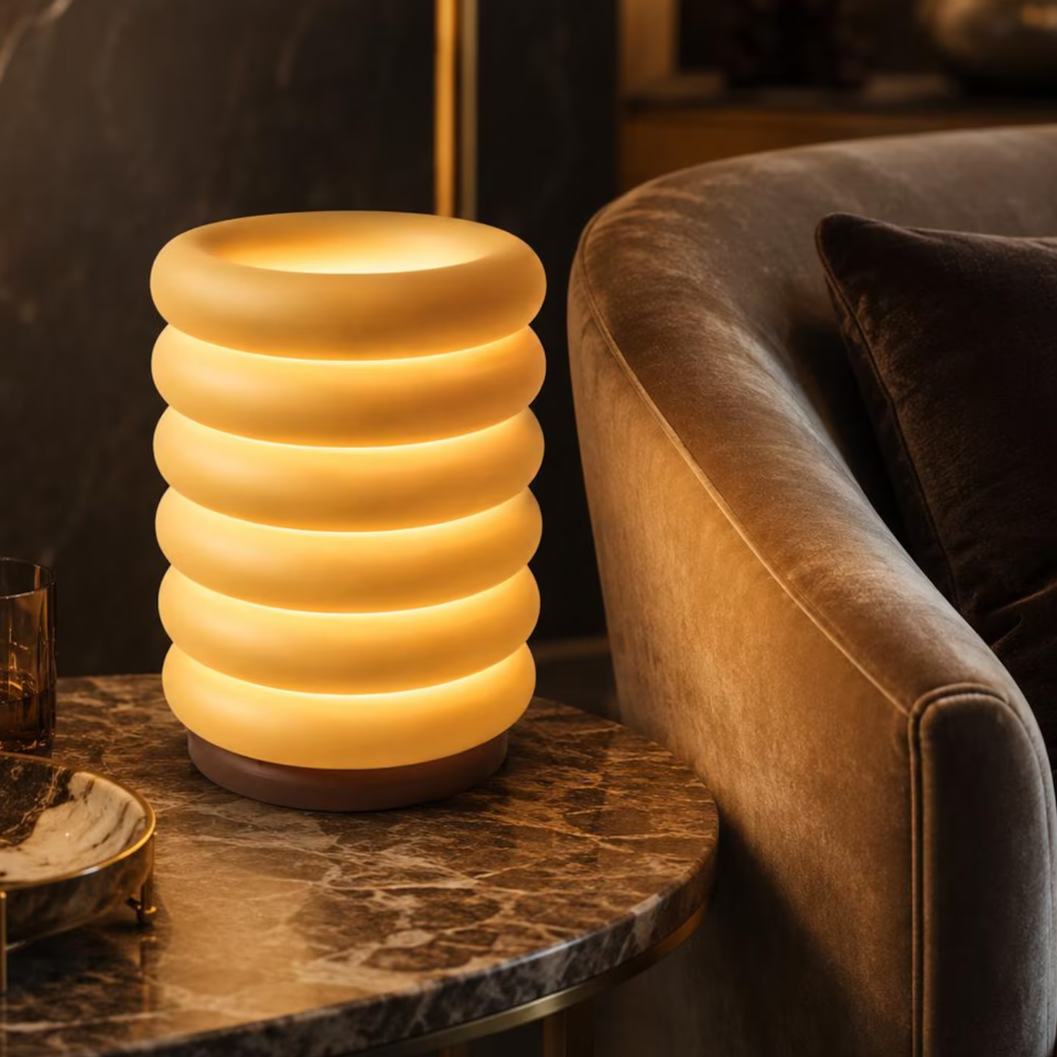 Sculptural Stacked Ring Table Lamp, Warm Glow Ambient LED Decor Light For Bedside And Living Space