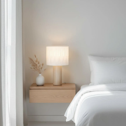 Cylindrical Bedside Lamp, Vertical Striped Light Shade For Soft Diffused Interior Ambient Lighting